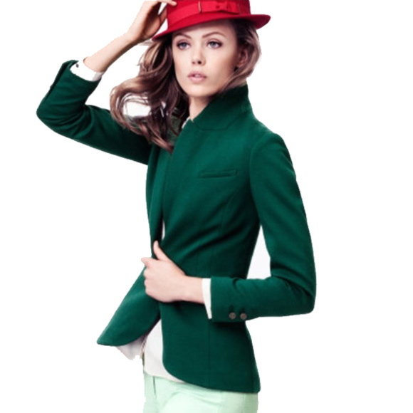 green fitted blazer